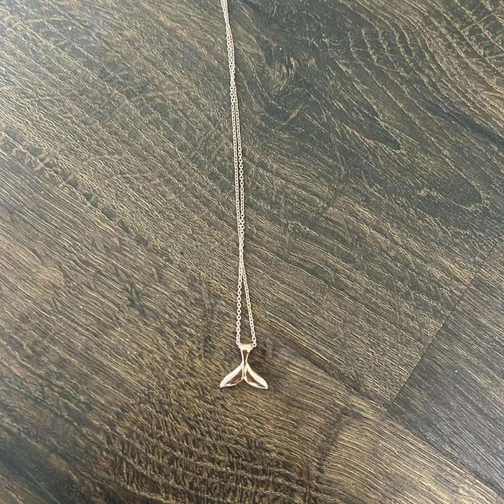 rose gold whale tail necklace